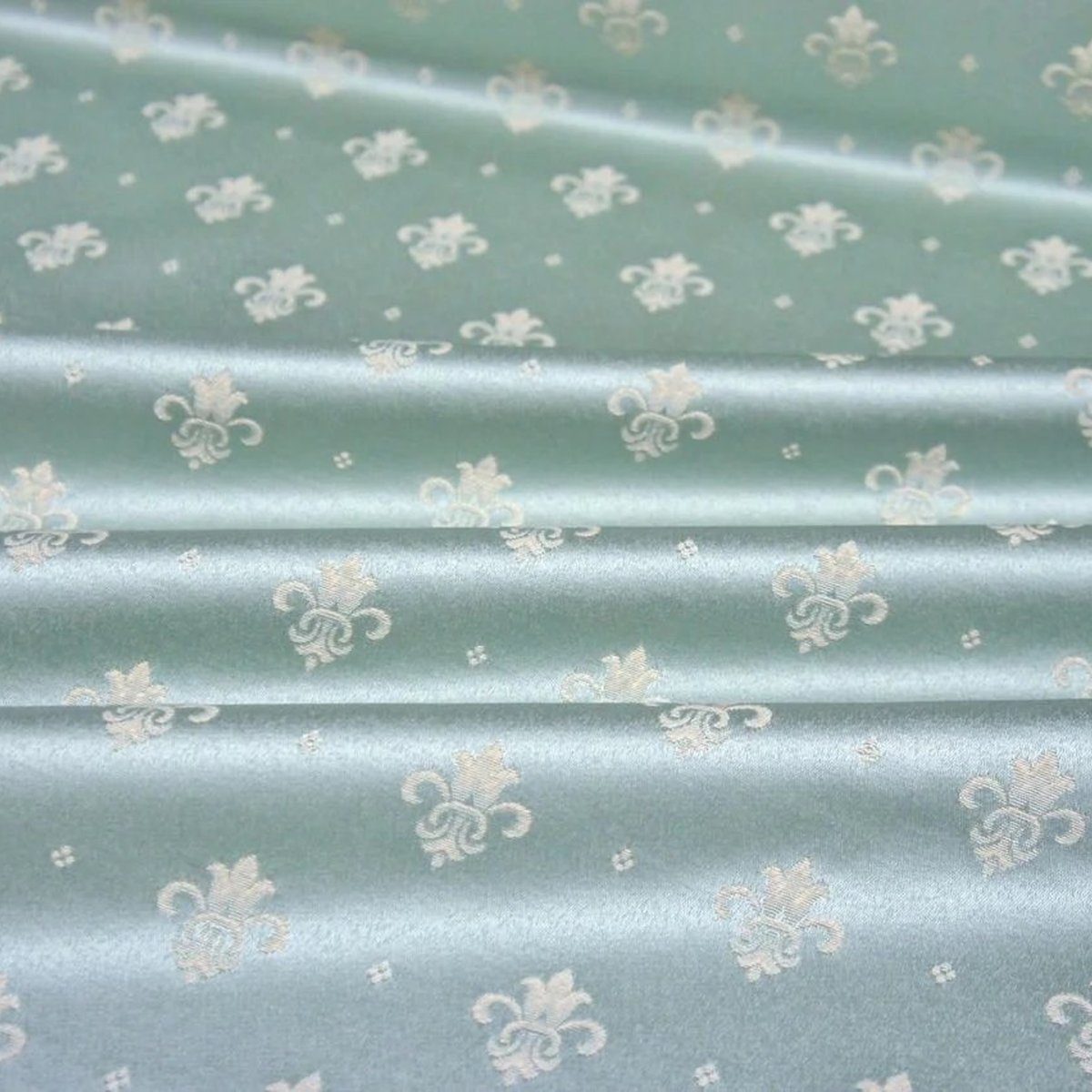 Stofferia Stoff Polsterstoff Satin Jacquard Giglio Azzurro, Breite 280 cm, Meterware