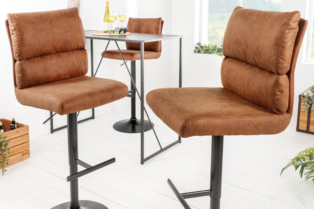 riess-ambiente Barhocker COMFORT antik braun/schwarz - Microfaser, Metall, höhenverstellbar (Einzelartikel, 1 St), Drehbarer Stuhl mit Lehne - ideal für Wohn- und Esszimmer oder Küche