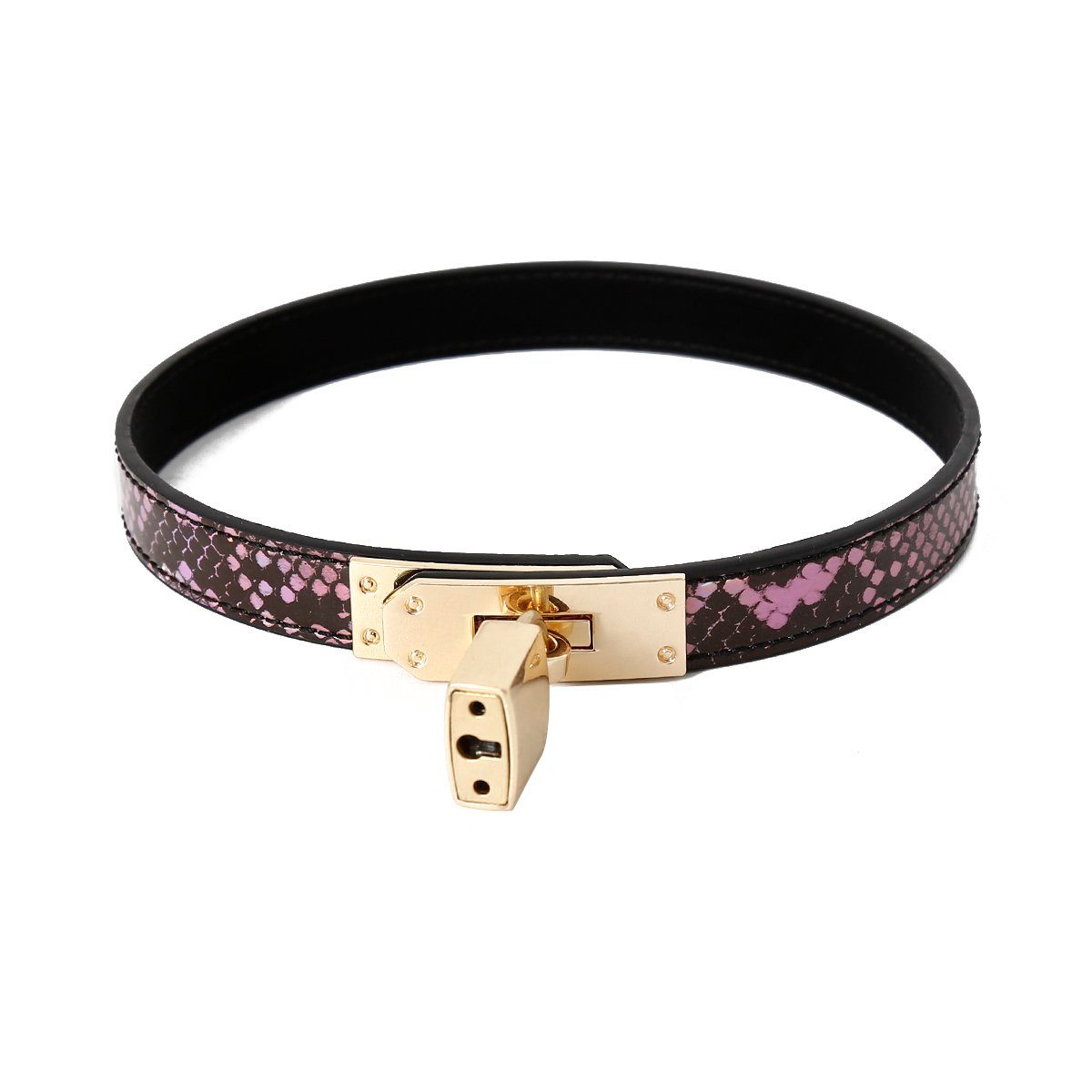 KIOTOS Bondage-Band Collar One-size Narrow Gold/Pink Reptile