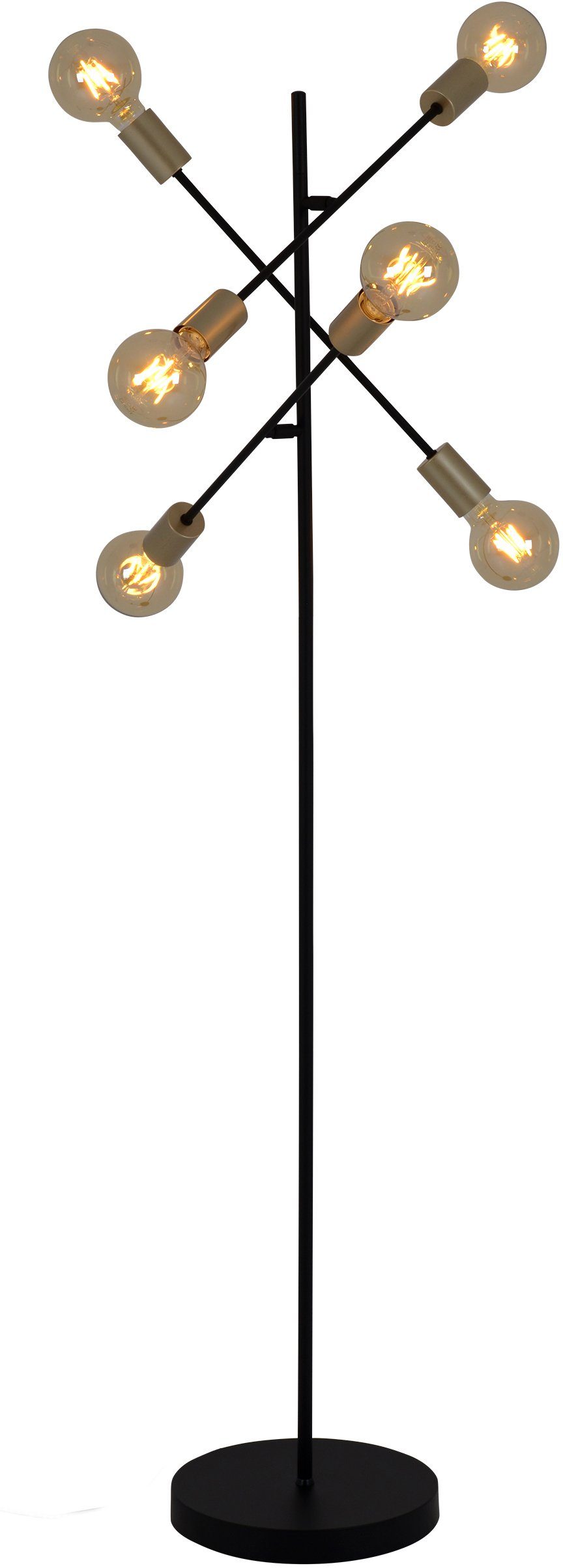 näve Stehlampe max. Leuchtmittel, ohne gold E27 schwarz, Modo, Tippschalter/Fußschalter, 40W, Farbe: incl
