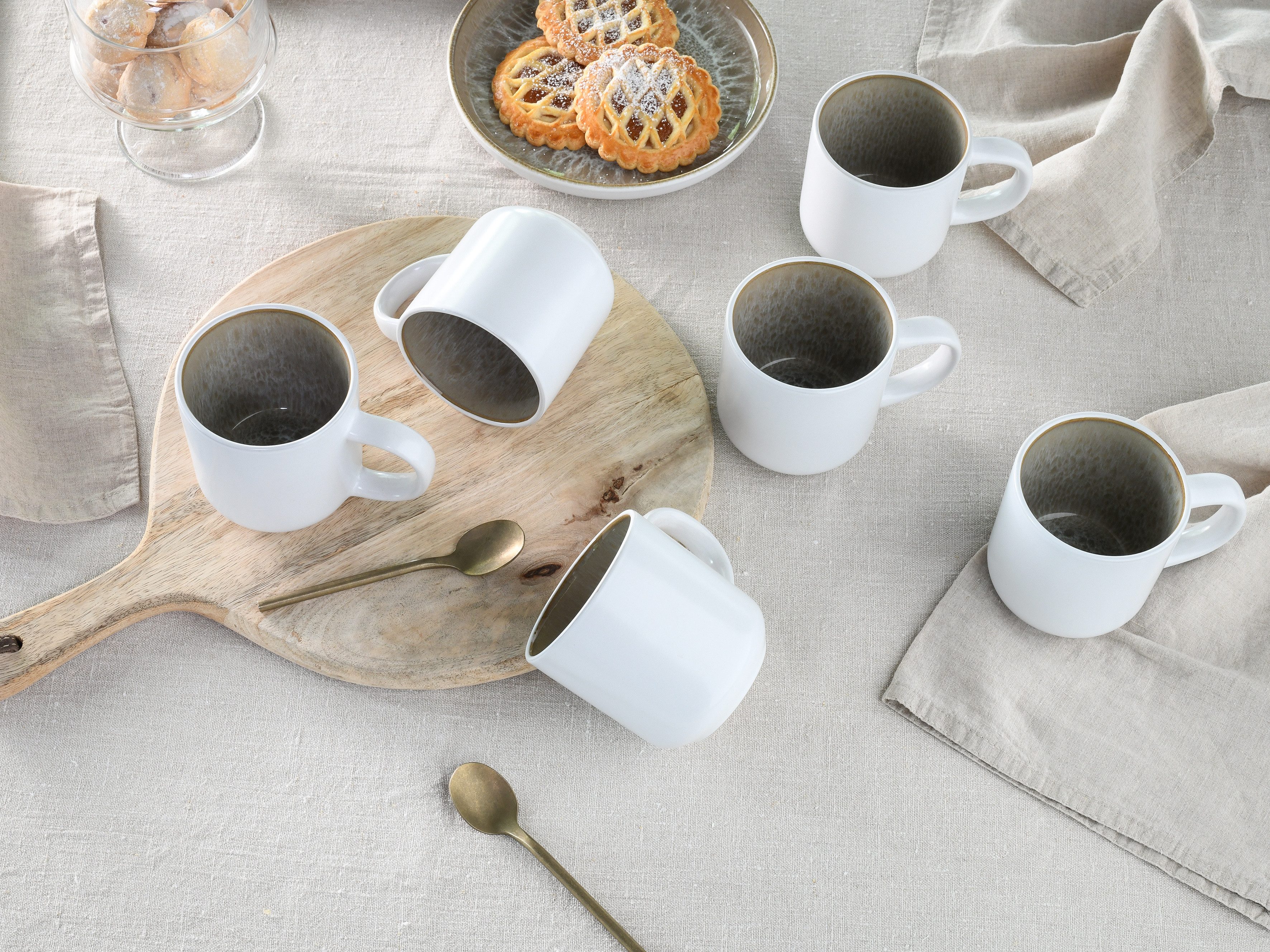 OTTO home Becher modernes 6-teiliges Kaffeebecher-Set Novalee, 6-tlg., Steinzeug, hohe Haltbarkeit, spülmaschinen- & mikrowellengeeignet, Reaktivglasur