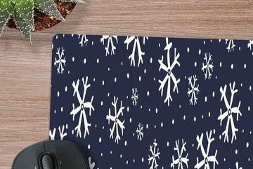 MuchoWow Gaming Mauspad Winter - Schneeflocke - Muster (1-St), Mousepad mit Rutschfester Unterseite, Gaming, 40x40 cm, XXL, Großes