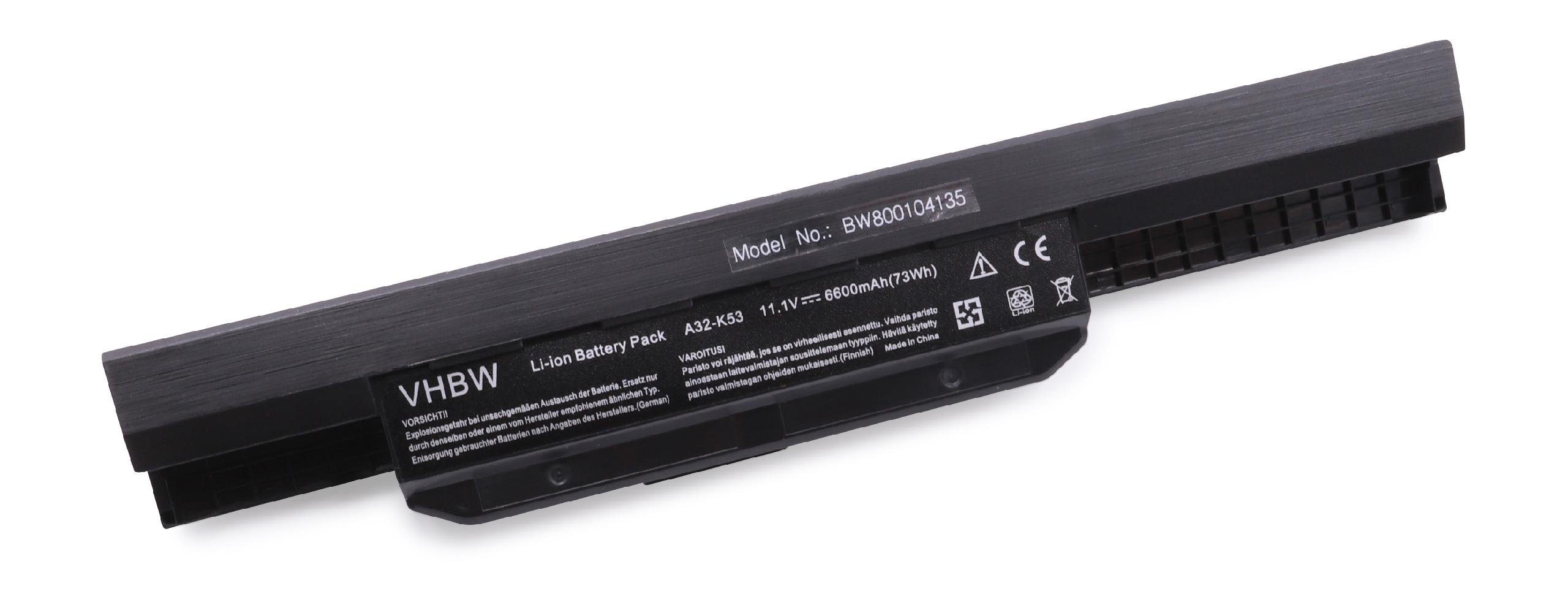 vhbw passend für Asus A43JN, A43JP, A43JQ, A43JR, A43JU, A43JV, A43S, Laptop-Akku 6600 mAh