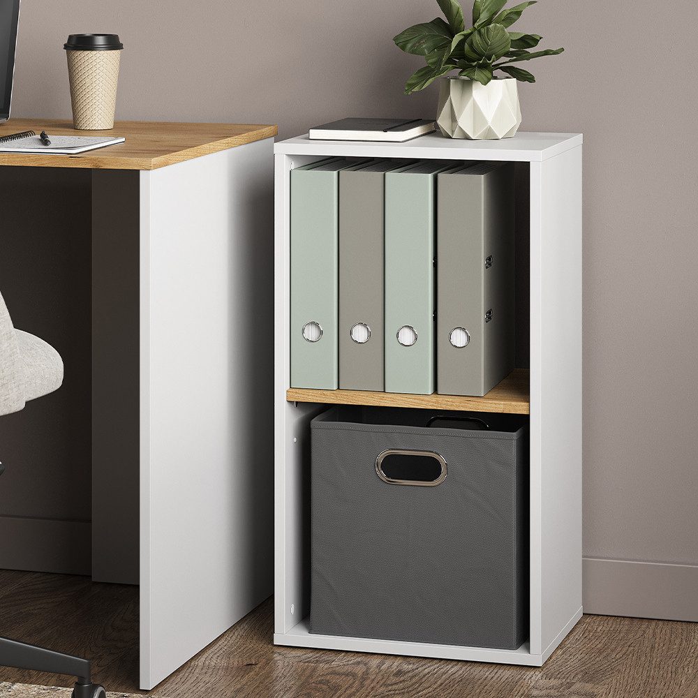 Vicco Bücherregal Tomy, Weiß/Goldkraft Eiche, 40 x 74 cm mit 2 offenen Fäch günstig online kaufen