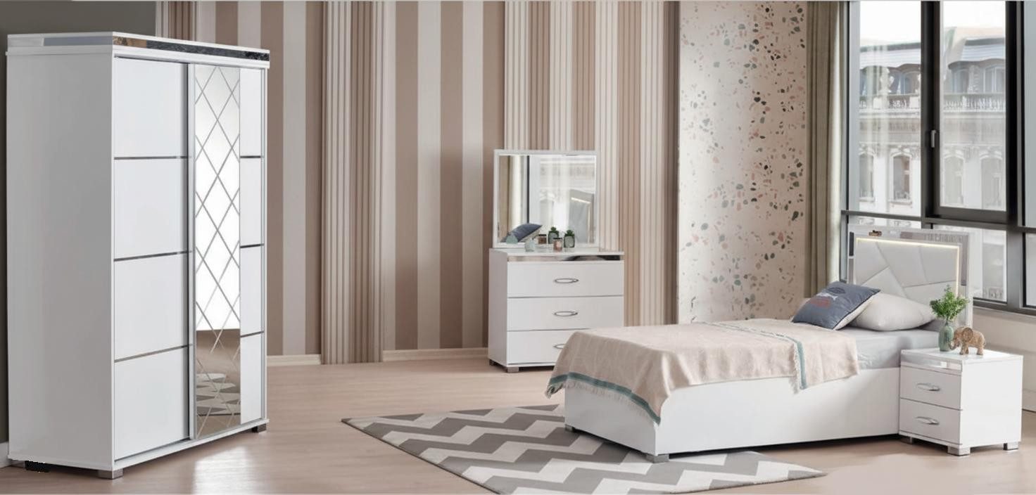Jugendzimmer-Set Modernes 4-teiliges Jugendzimmer-Set in Weiß mit Stauraum