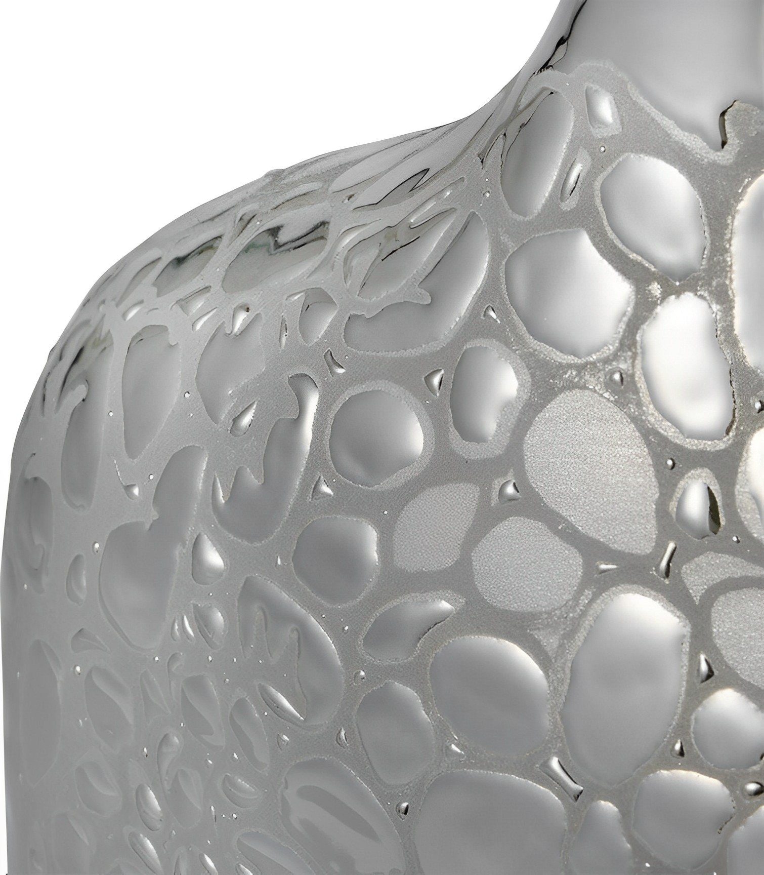 Silber, Vase, Porzellan Dekonaz Verzierte 16x30cm Dekovase Stein
