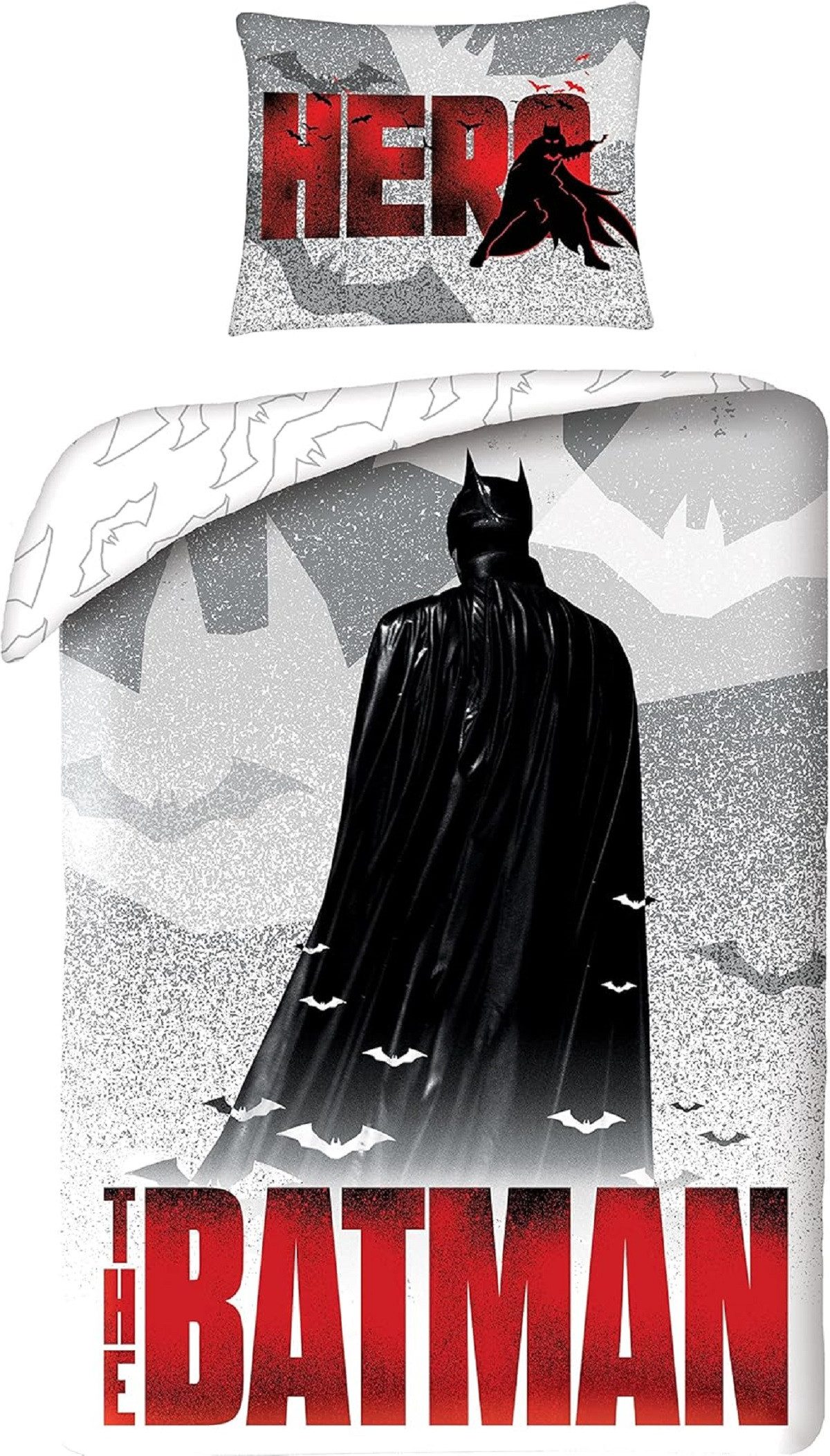 Batman Bettwäsche Set aus Baumwolle Deckenbezug 140 × 200 cm mit 70 × 90 cm Kissenbezug, Baumwolle, 2 teilig