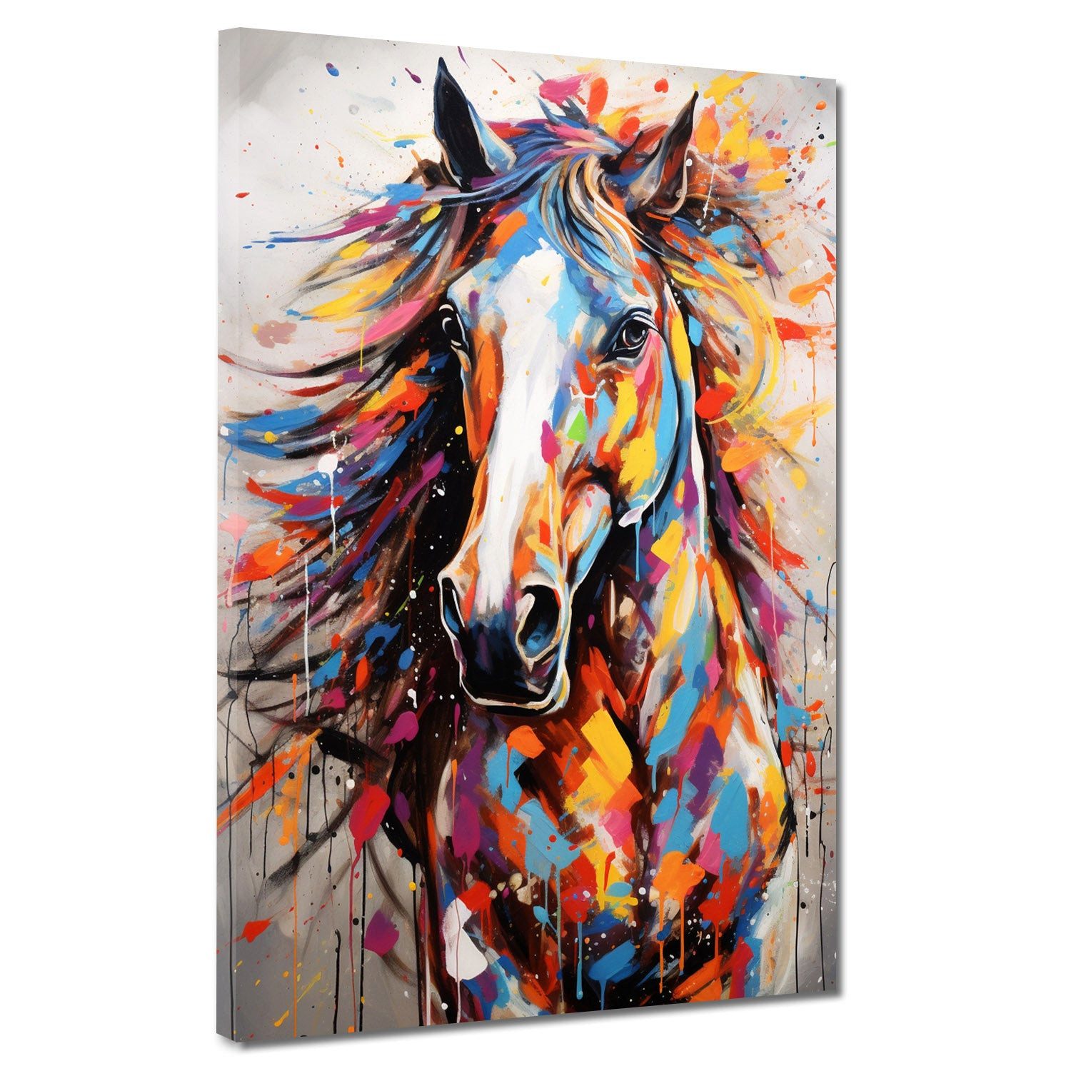 Artedinoi Leinwandbild Pferd Pop Art Tier Leinwandbild Wandbild Kunstdruck XL Deko, Pferd, Porträt