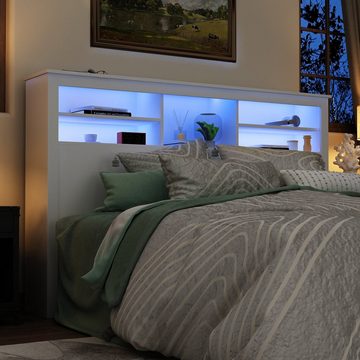 FUFU&GAGA Kopfteil Bettkopfteil mit Beleuchtung und Holzbeinen