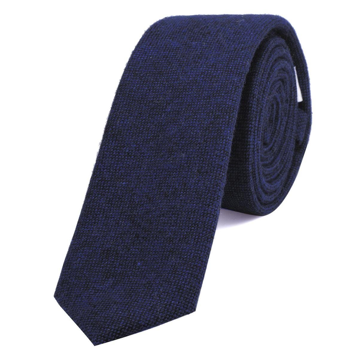 DonDon Krawatte Herren Krawatte 6 cm einfarbig kariert und gepunkt (Packung, 1-St., 1x Krawatte) Baumwolle, verschiedene Muster, für Büro oder festliche Veranstaltungen dunkelblau-schwarz