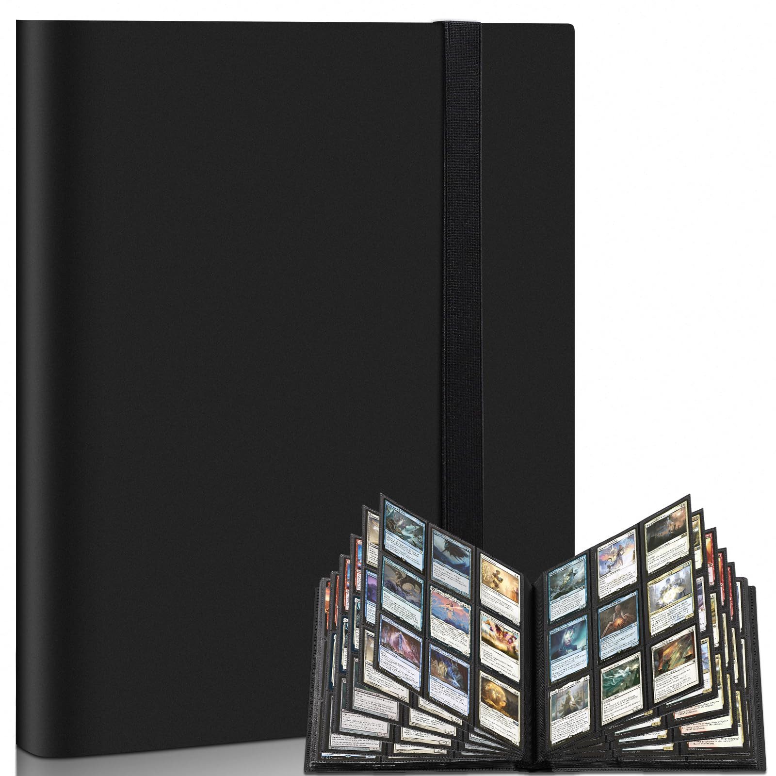 CLTYQ Sammelkarte Sammelalbum Karten 360 Seitentaschen groß Sammelkarten Album, Sammelheft für Sammelkarten, Ordner Geschenk für Kinder (Schwarz)
