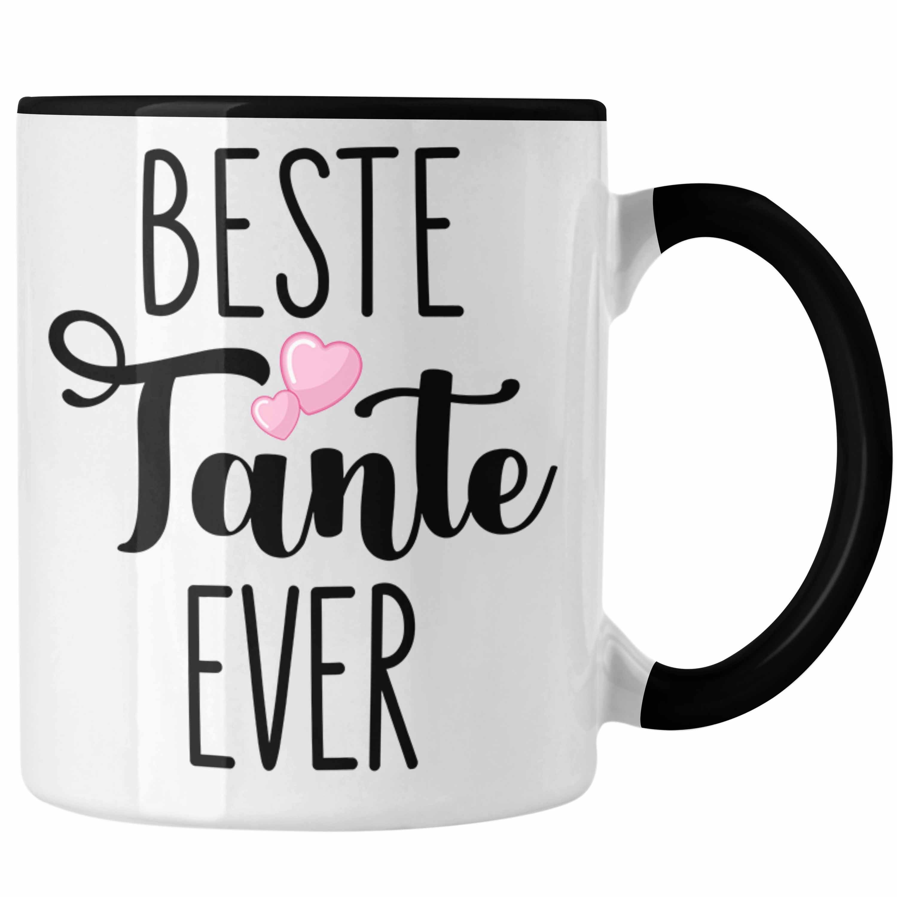 Trendation Tasse Trendation - Beste Tante Ever Tasse Geschenk Geburtstag Weihnachten Lustig Geschenkideen von Nichte Schwarz