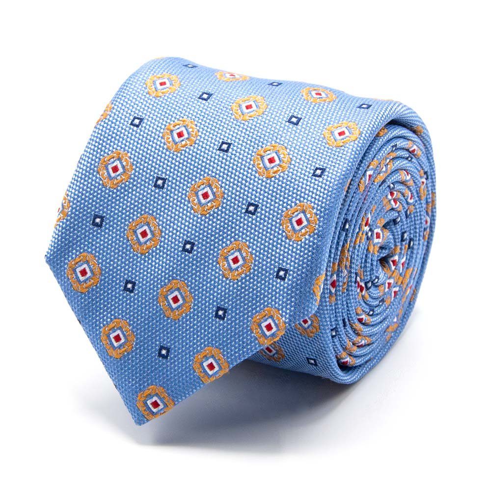 BGENTS Krawatte Seiden-Jacquard Krawatte mit geometrischem Muster Breit (8cm) Hellblau