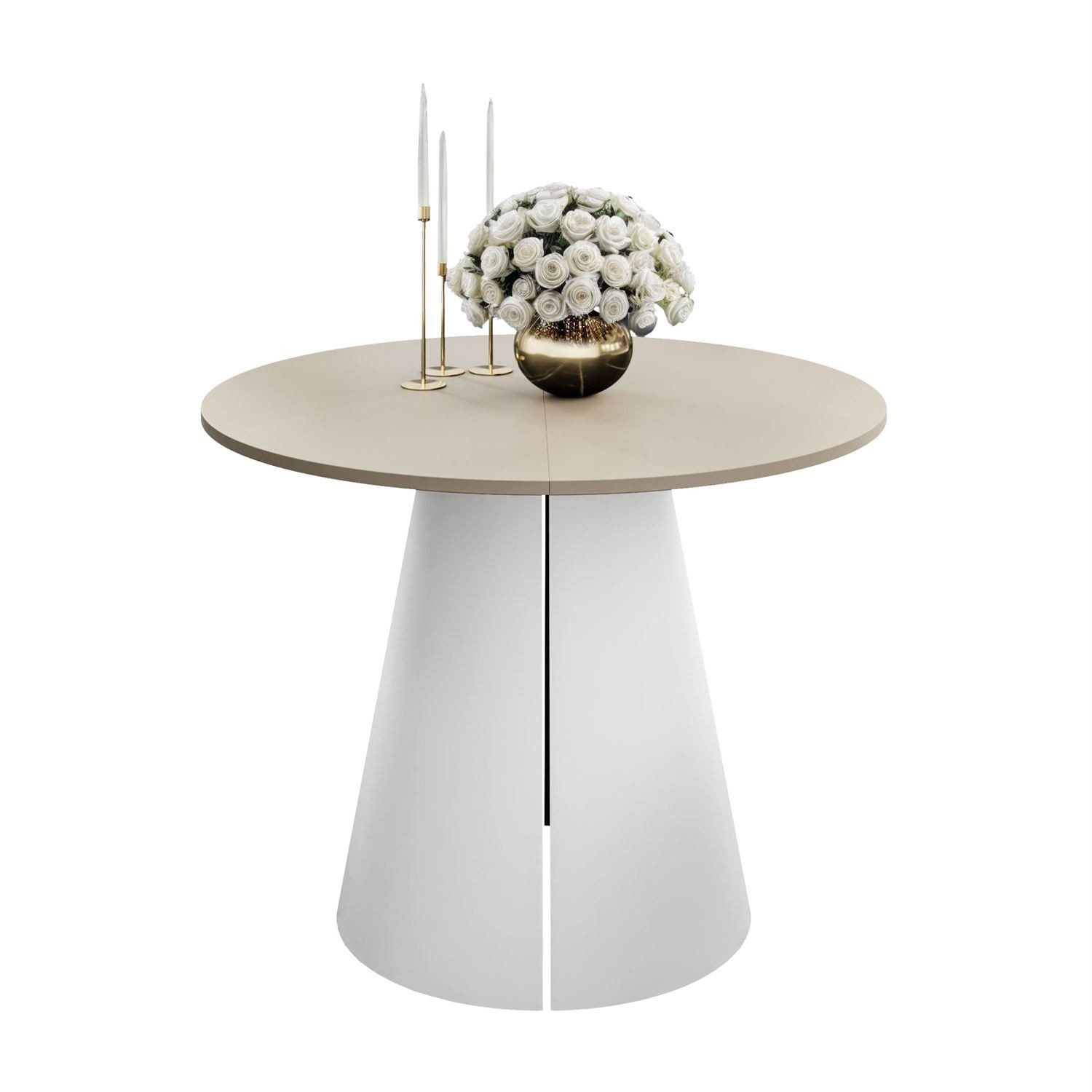 Lookway Esstisch LAVA Runder ausziehbarer Tisch mit Metallgestell (1x Tisch), Durchmesser: Ø 100 / 120 cm