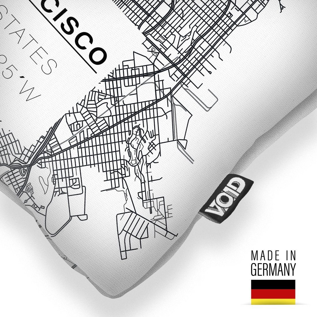 Kissenbezug, VOID (1 Stadtplan Stück), States USA United Amerika Stadtkarte Roadtrip