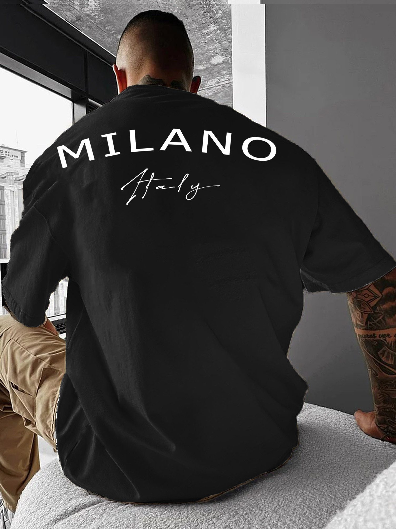 RMK T-Shirt Herren Shirt Rundhals Basic "Milano Italia" aus Baumwolle