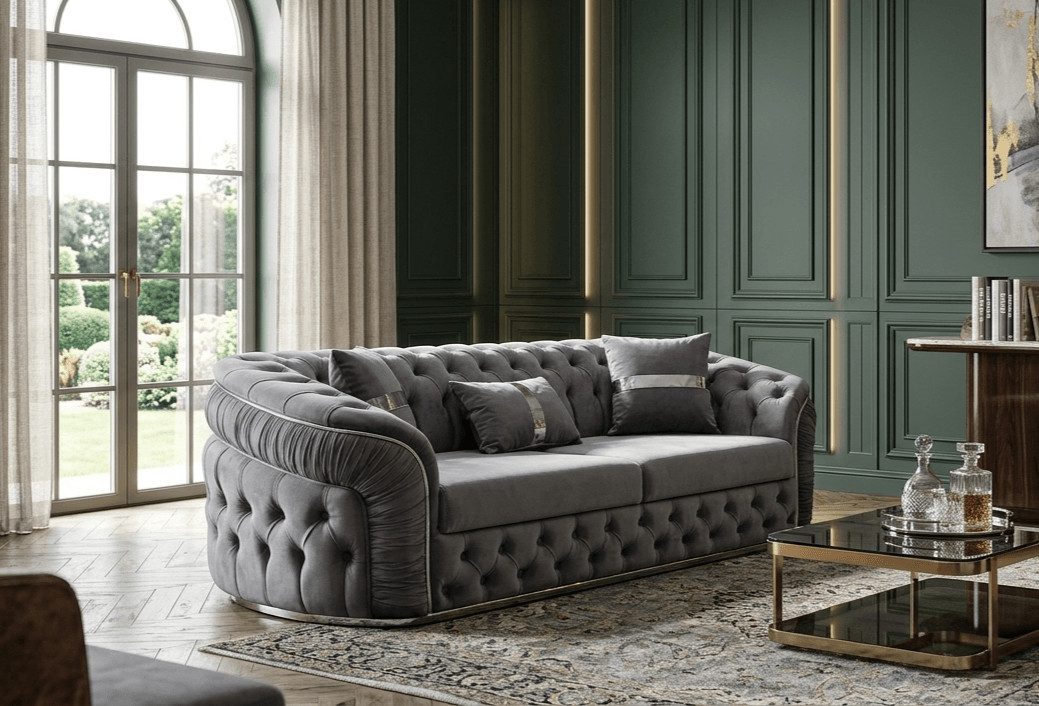 JVmoebel Chesterfield-Sofa Elegante Chesterfield Polstercouch Wohnzimmer Polstersofa Edle Möbel, 1 Teile, Made in Europa