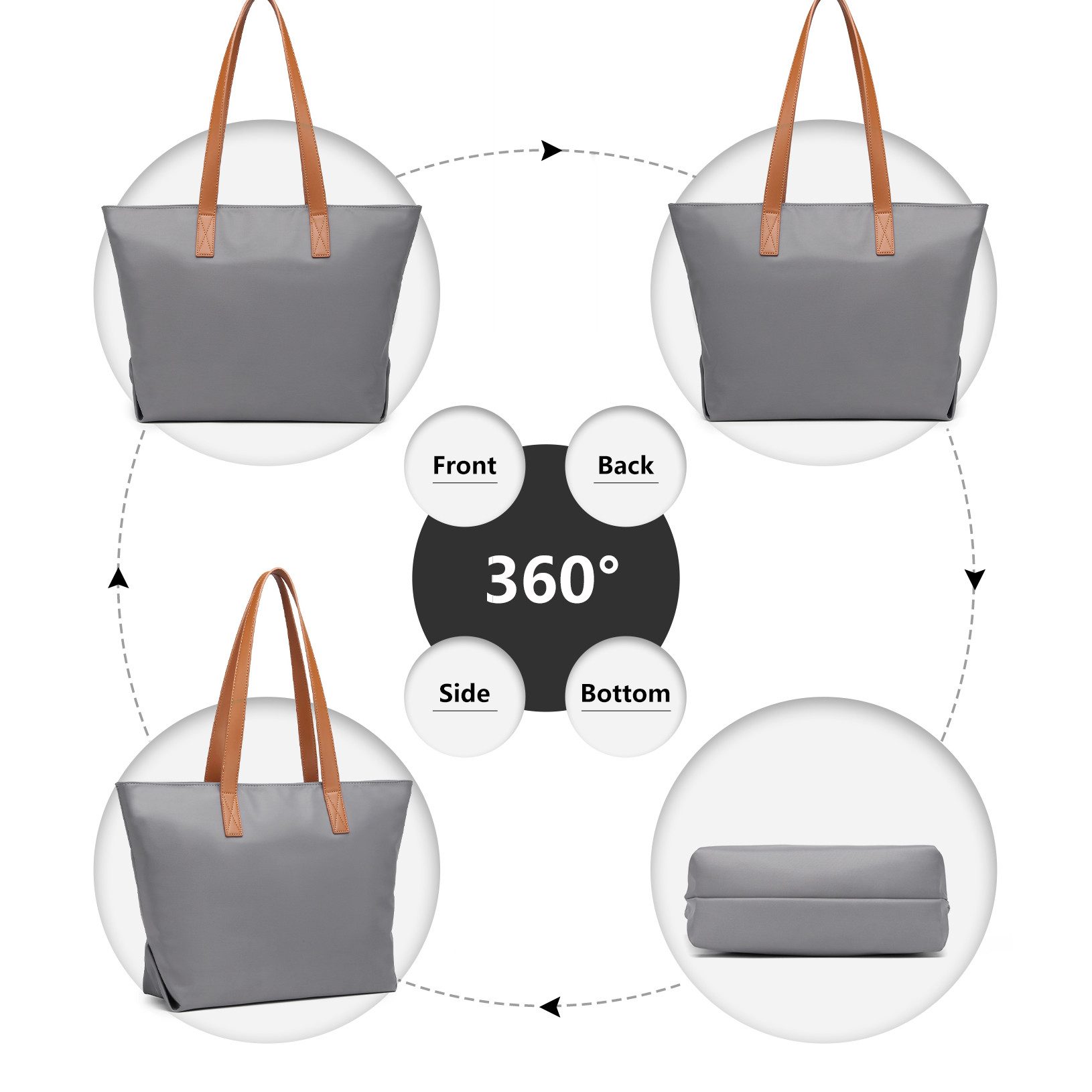 Miss Lulu Shopper Damen-Shopper – Große wasserdichte Nylon-Tragetasche mit Henkeln
