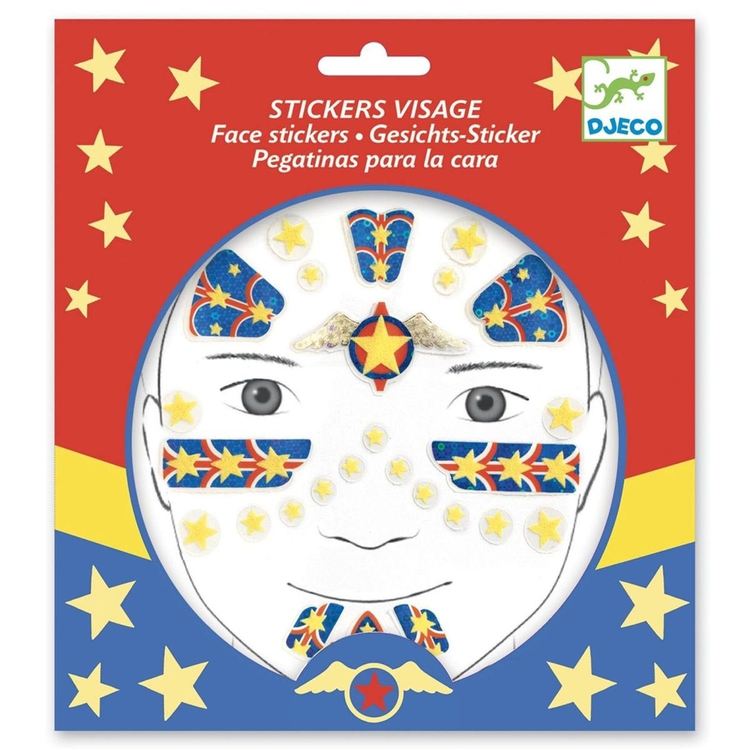 DJECO Sticker DJ09219 Gesichtssticker: Super hero