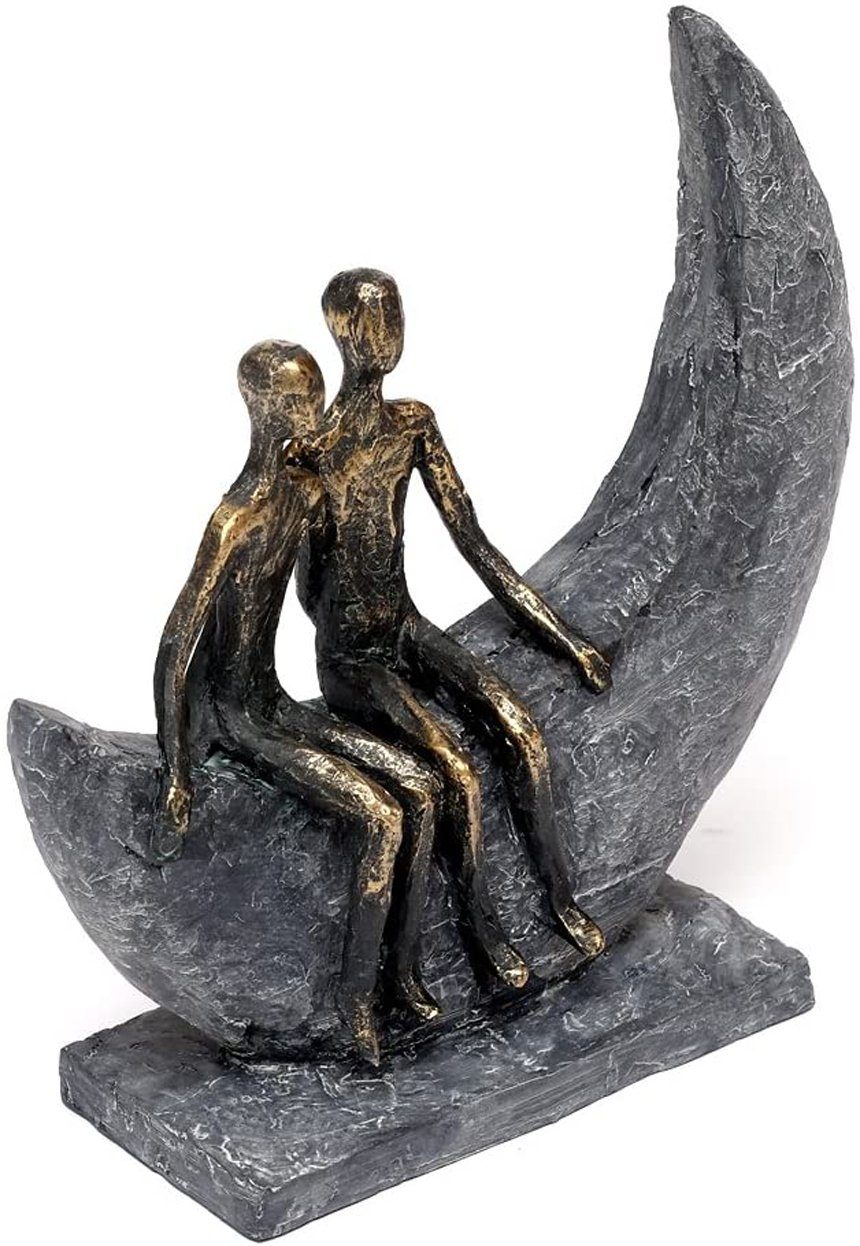 Moon Skulptur Liebespaar Statue Schaukel Mond Figur Skulptur Polyresin Brillibrum Bronze