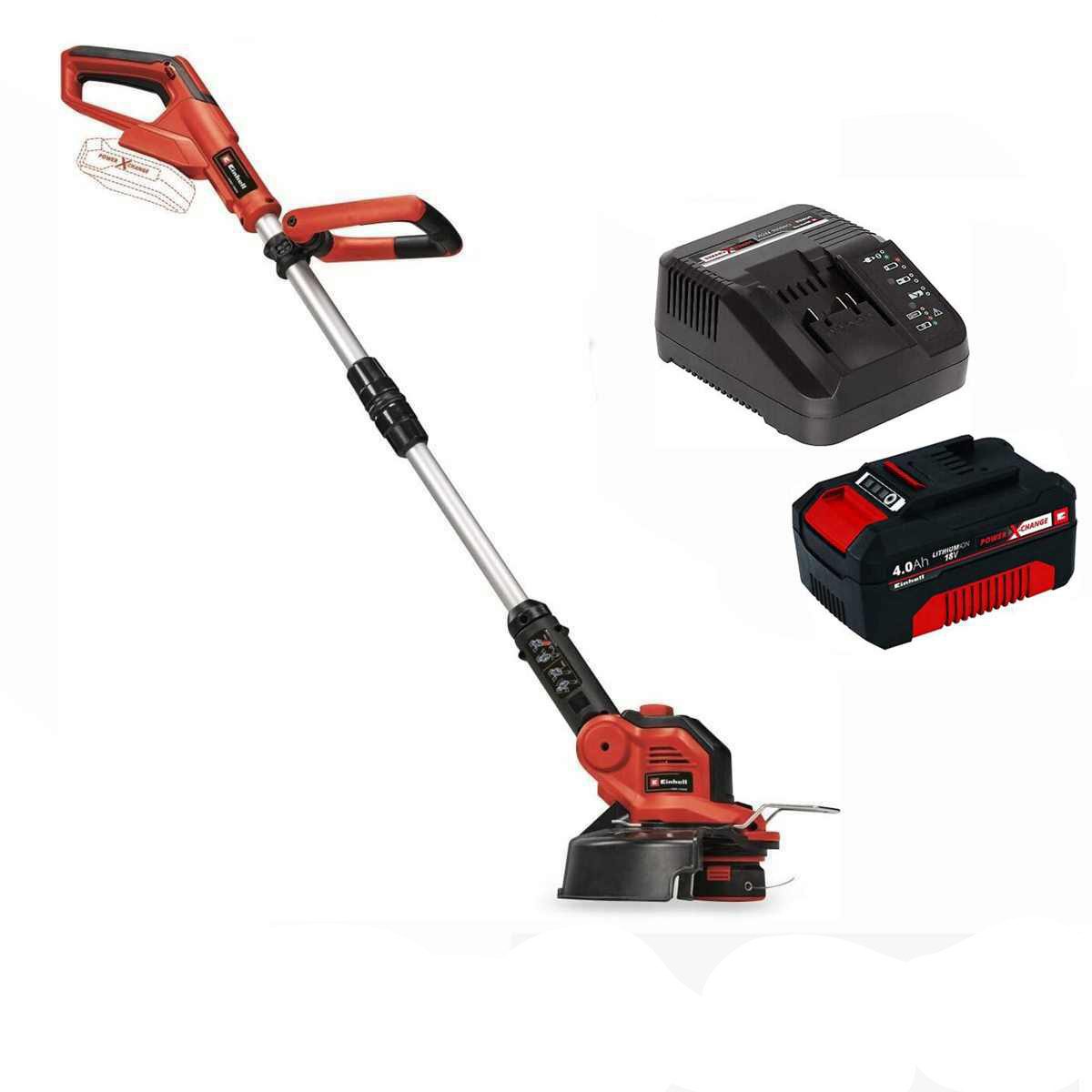 Einhell Akku-Rasentrimmer Rasentrimmer GE-CT 18/28 Akku 4.0 Ah Ladegerät Ø 28mm, Fadentrimmer