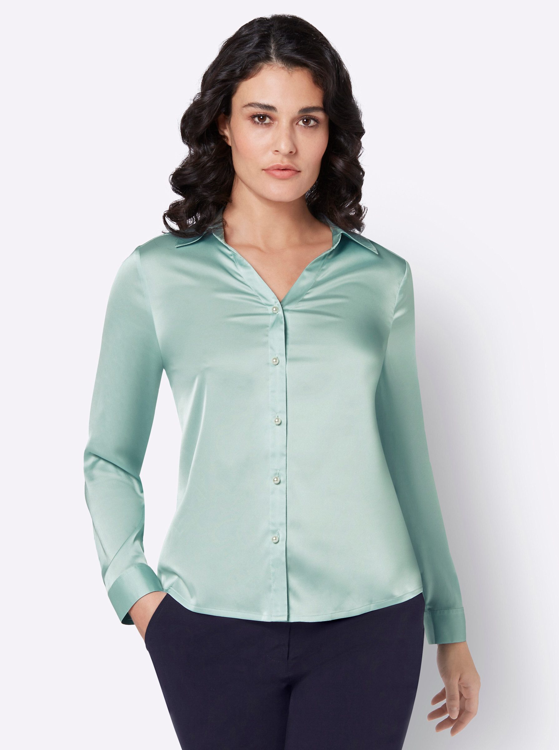 creation L Klassische Bluse Satin-Bluse Langarm günstig online kaufen