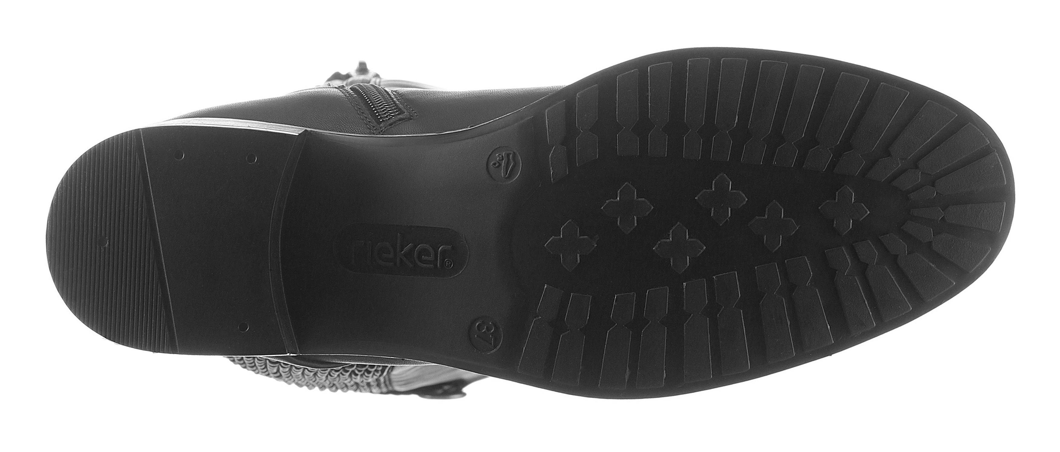 Rieker Stiefel, Langschaftstiefel, Blockabsatz, Stretch, mit Schnallenverzierung