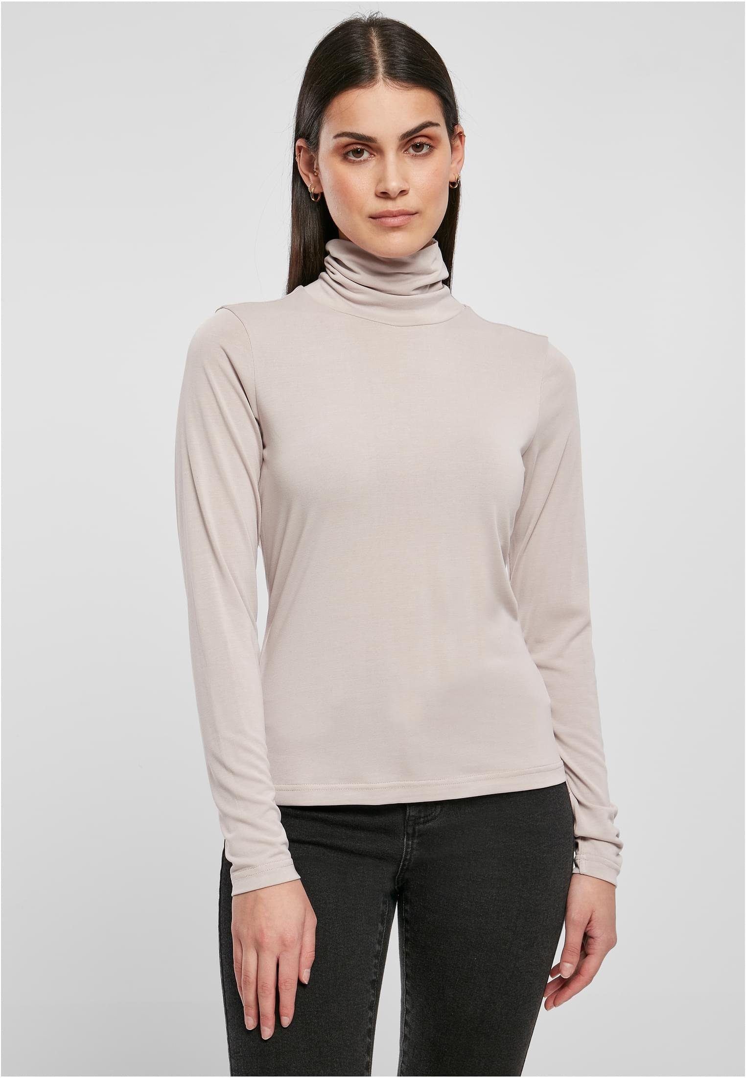 Langarmshirt URBAN Damen (1-tlg) Modal Ladies Turtleneck warmgrey Longsleeve CLASSICS