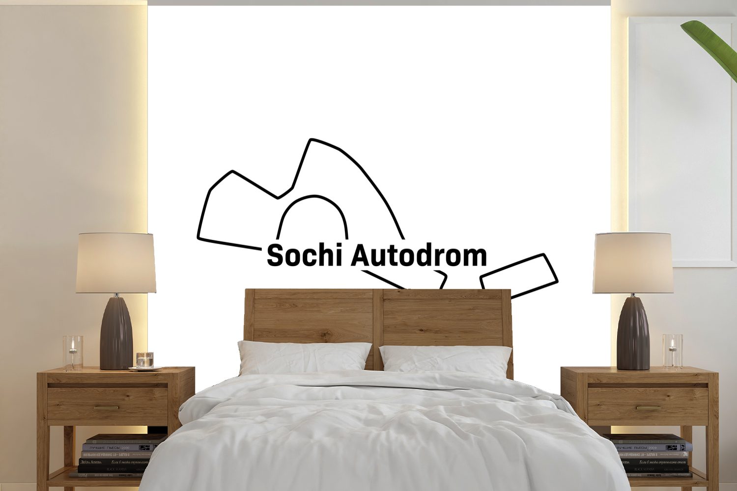 MuchoWow Fototapete Sotschi - F1 - Rennstrecke, Matt, bedruckt, (5 St), Vinyl Tapete für Wohnzimmer oder Schlafzimmer, Wandtapete