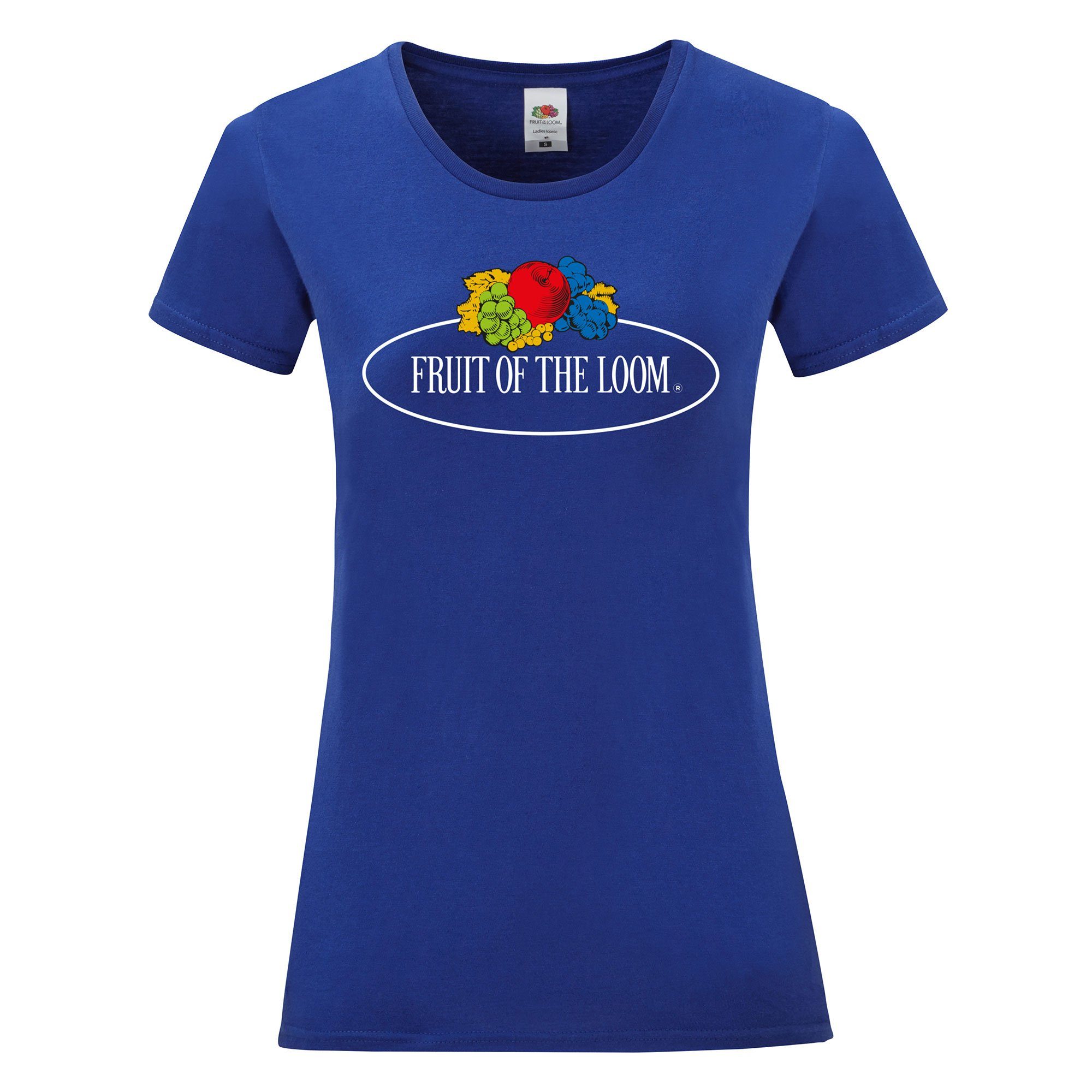 Fruit of the Loom Rundhalsshirt Ladies Iconic 150 T-Shirt kobaltblau - Vintage-Logo groß | Rundhalsshirts