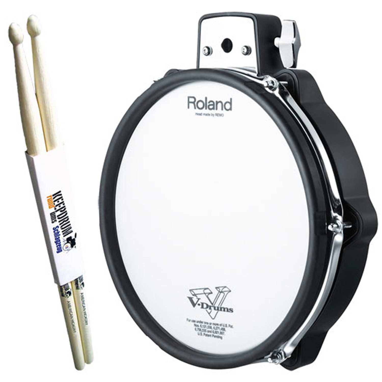 E-Drum Pads Roland PDX-100 V-Drum Pad 10 mit Schlagzeugstöcken