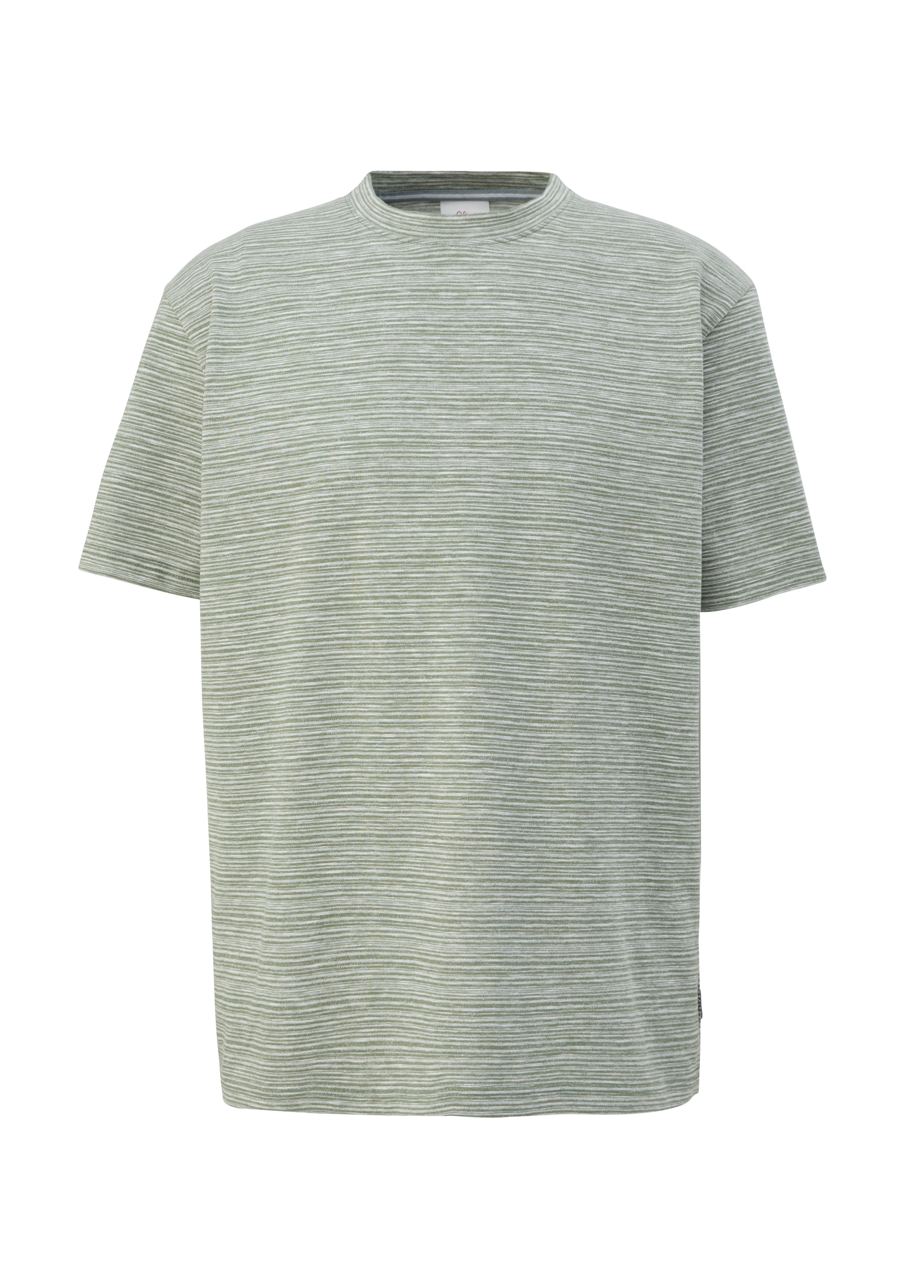s.Oliver Kurzarmshirt T-Shirt Flammgarn-Jersey helles olivgrün Blende aus