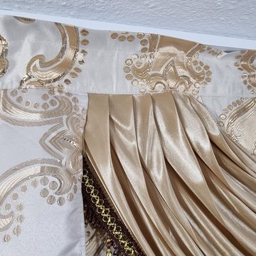 Verdunkelungsvorhang Barock Gardine Beige, Gardinen by Justyna, Kräuselband, blickdicht, Polyester, Verdunkelung, Blickdicht, Kräuselband, Verdunkelt, Barock Stil, Orientalisch Perde