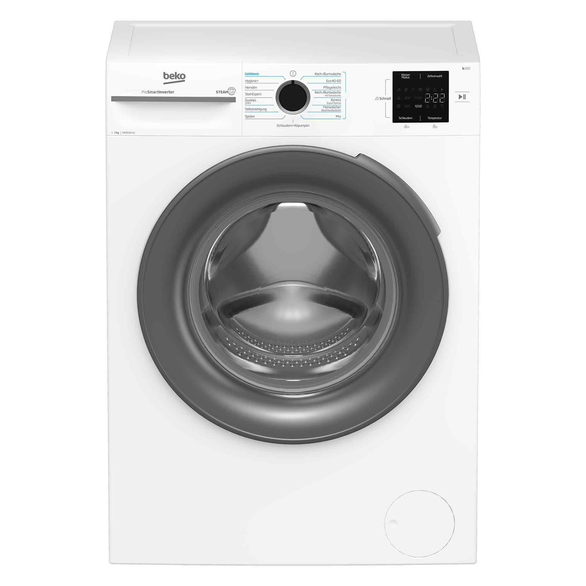BEKO Waschmaschine BM3WFU4741W1, 7 kg, 1400 U/min, EnergySpin- bis zu 35% sparsamer – Bild 2 von 5