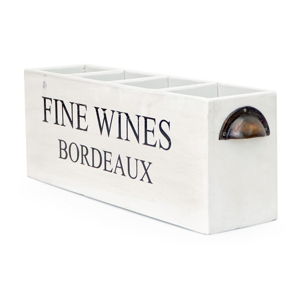 LebensWohnArt Weinregal Dekorative Flaschenbox CHATEAU 45cm antik-weiss Mahagony