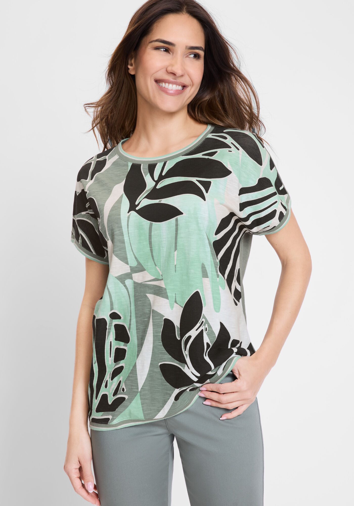 Olsen Print-Shirt (1-tlg) aus reiner Baumwolle günstig online kaufen