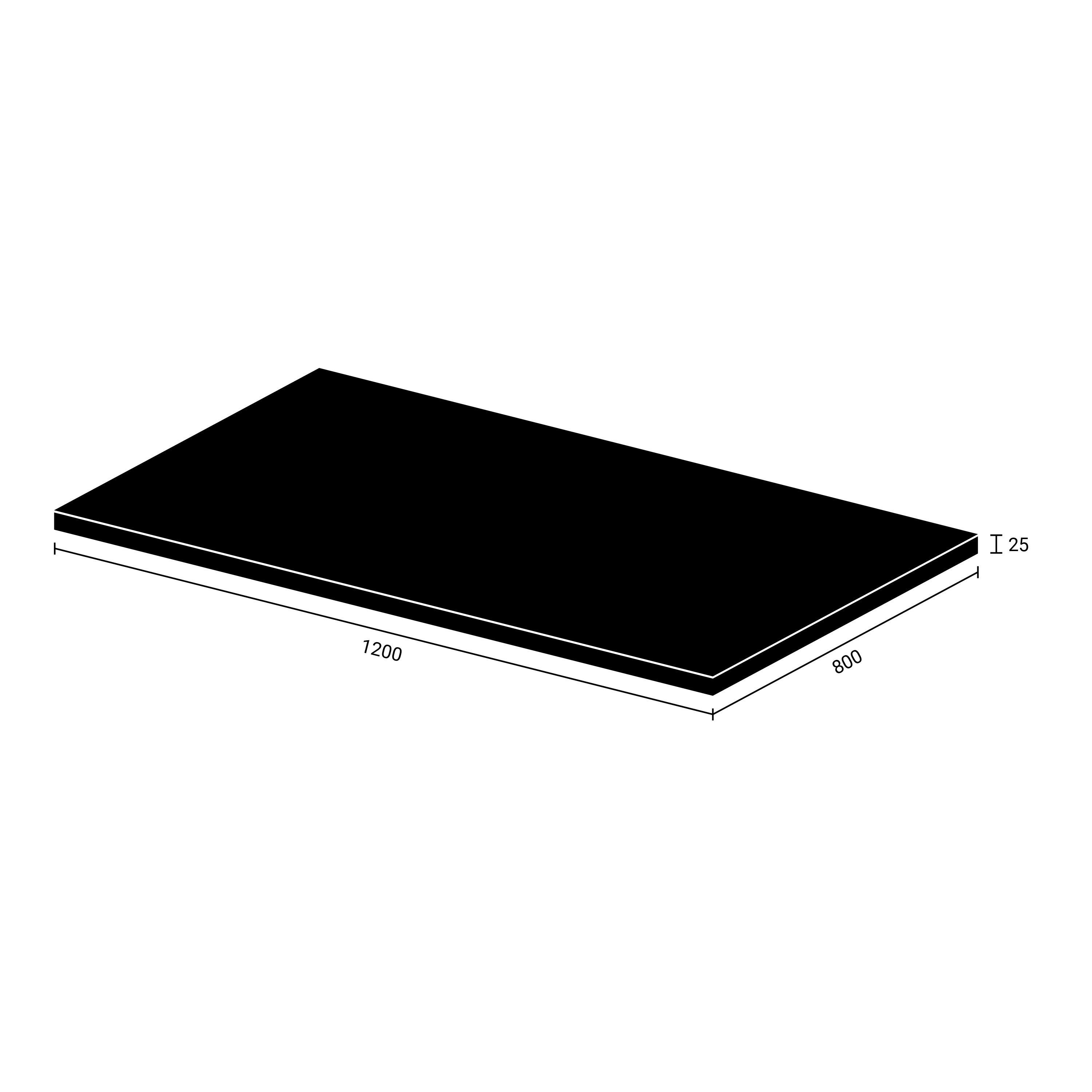 - x Multiplexkante Weiß 25mm in Tischplatte office® - stark 120 Schreibtischplatte, 80 - boho cm