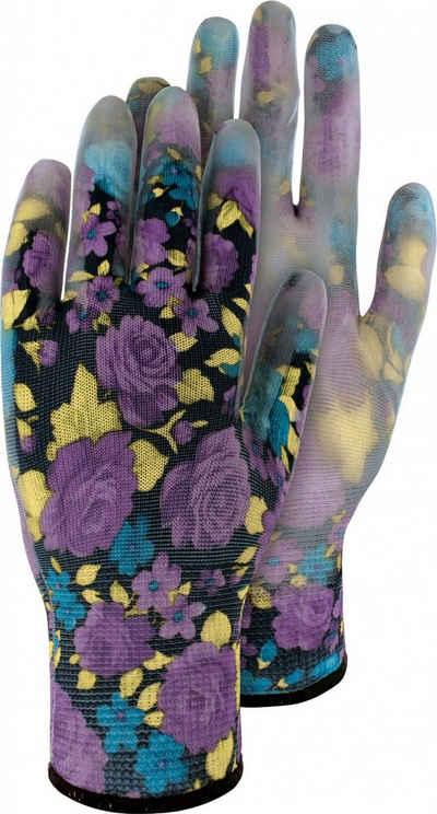 Triuso Gartenhandschuhe Damenhandschuhe Arbeitshandschuhe Blumendesign Gr. 8 latexfrei
