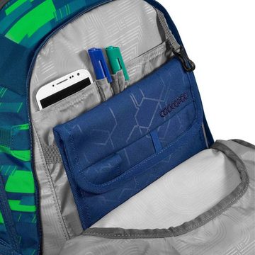 coocazoo Schulranzen Schulrucksack-Set MATE Lime Stripe 3-teilig (3-teilig), ab 5. Klasse, ergonomisch, reflektiert