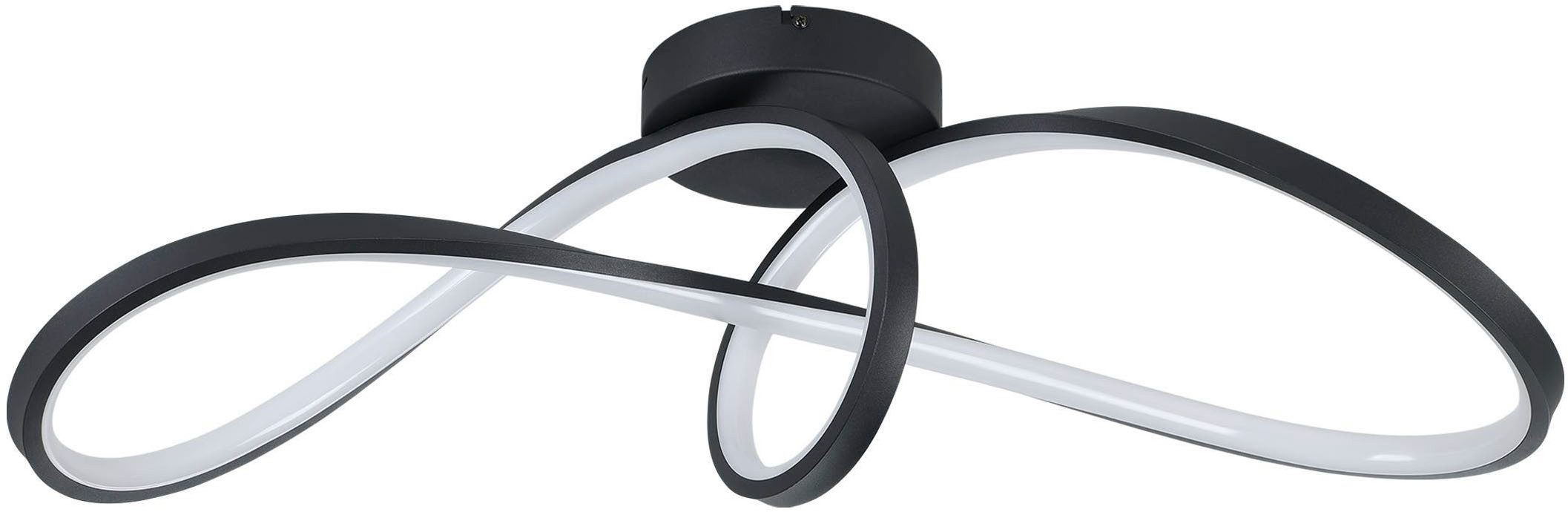 EGLO Deckenleuchte Calarossa-Z Deckenlampe, ZigBee, App und Sprachsteuerung, Metall, CCT - über Fernbedienung, Dimmfunktion, Farbsteuerung, Nachtlichtfunktion, RGB, dimmbar über Fernbedienung, mehrere Helligkeitsstufen, LED fest integriert, Kaltweiß, RGB, Wand-/Deckenleuchte - L70,5 x B23 x H20,5 cm - schwarz - 22W inkl.