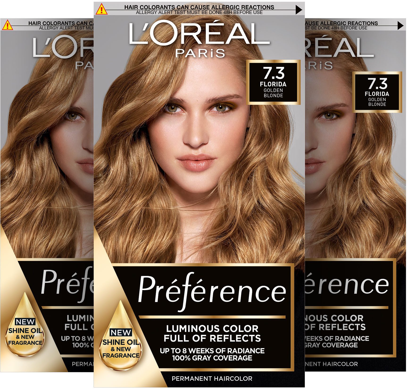 L'ORÉAL PARIS Coloration PRÉFÉRENCE HAARFARBE, Packung, 3-tlg., dauerhafte Haarcoloration mit 100% Grauabdeckung
