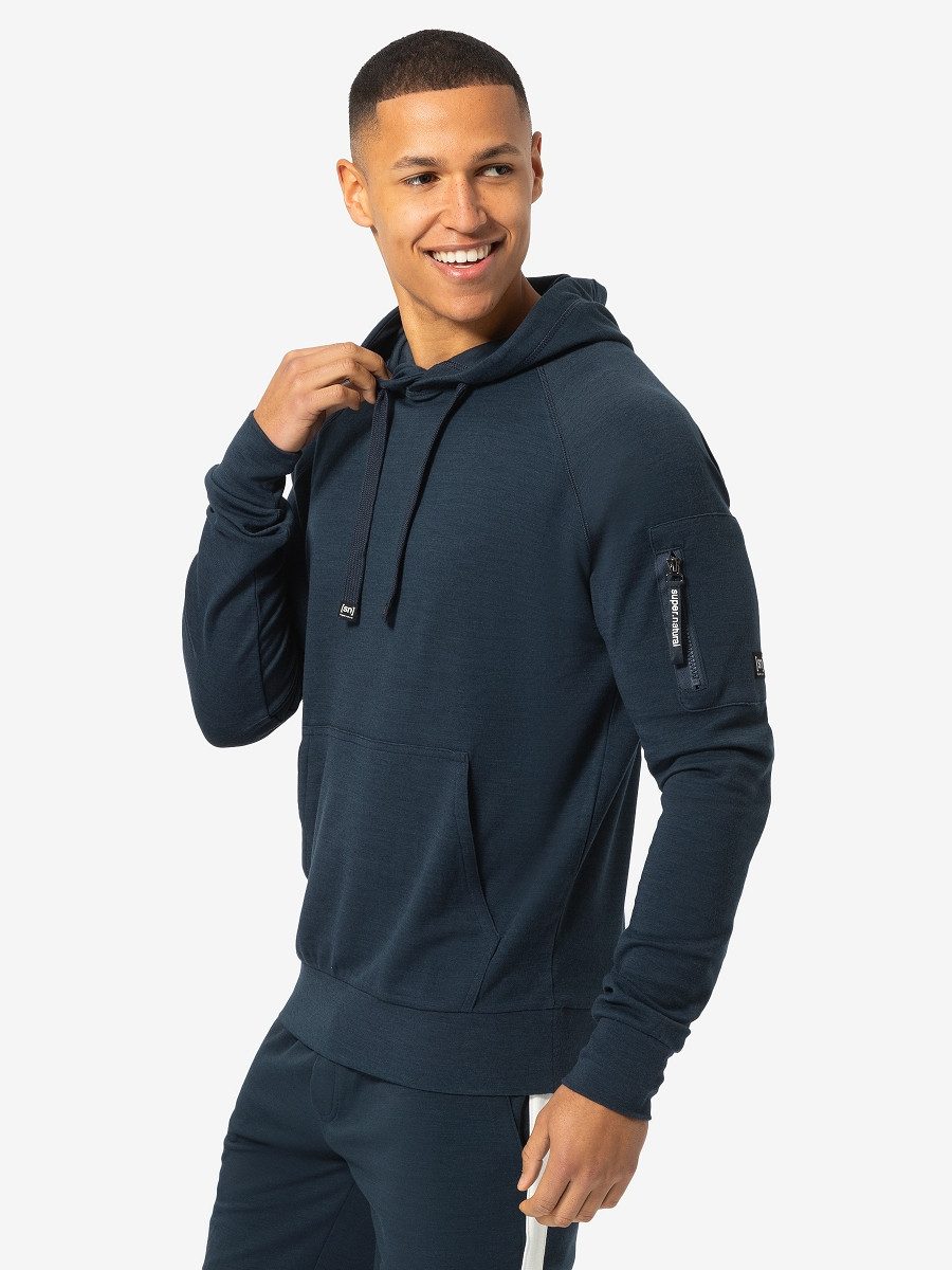 SUPER.NATURAL Hoodie für Herren, Merino FAVOURITE POCKET HOODIE casual, atmungsaktiv