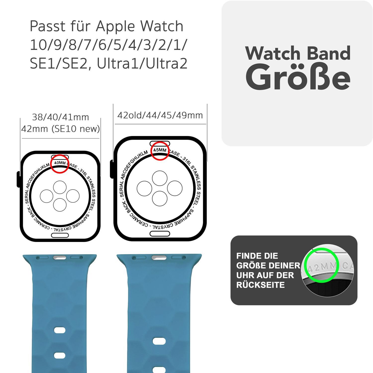 Nalia Smartwatch-Armband Apple Watch 49mm/46/45/44/42(Serie 1-3), günstig online kaufen