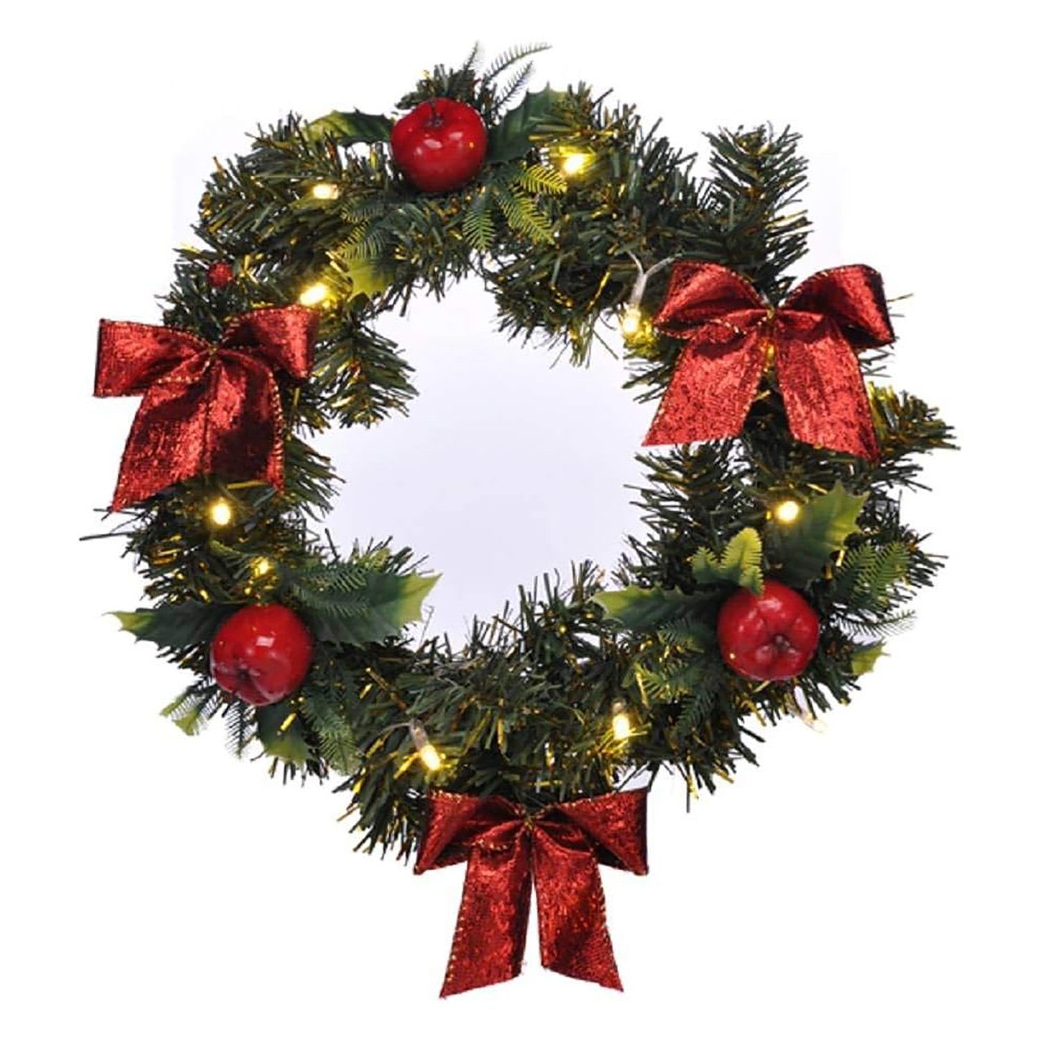 Mojawo Lichtervorhang LED Hängekranz Türkranz Tanne Schleife Ø29cm warmweiß günstig online kaufen