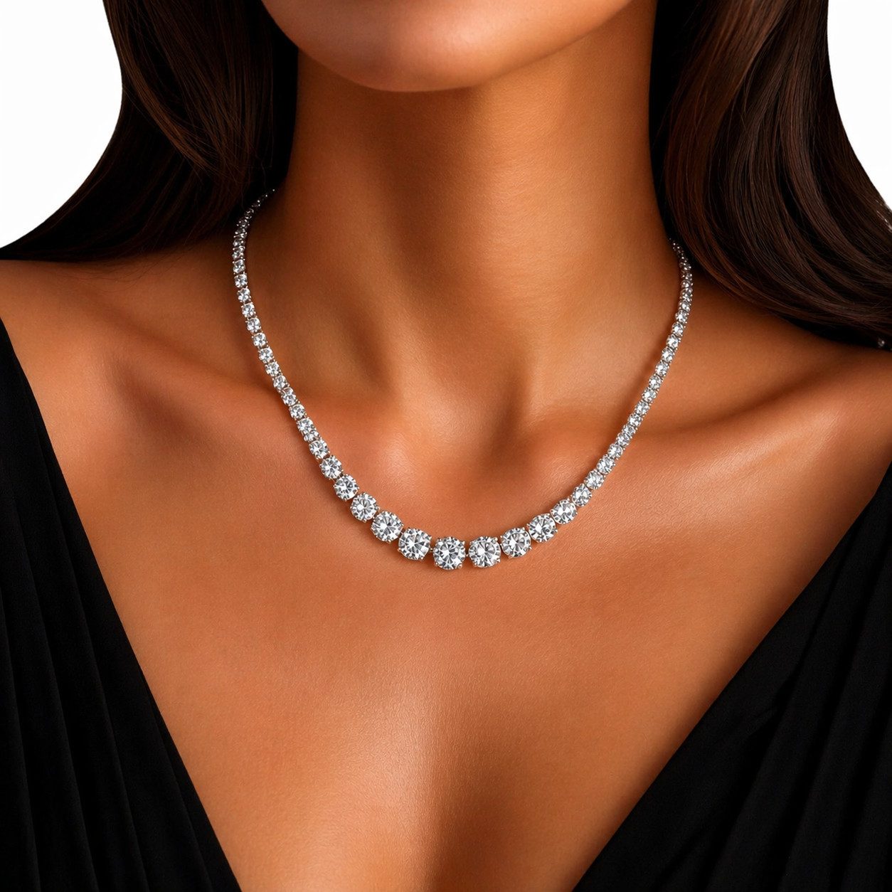 ROUGEMONT Collier Luxuriöse Damen Collier Halskette Zirkonia 45cm Belle Couture, Funkelndes Zirkonia Collier
