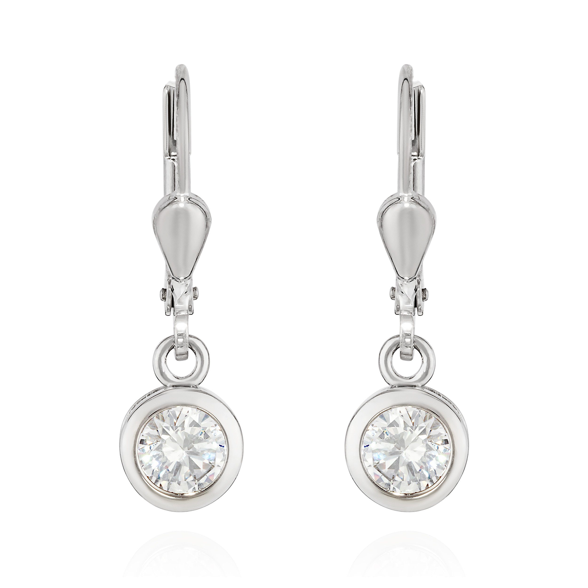 NKlaus Paar Ohrhänger Paar Brisur Ohrhänger 925 Silber rhodiniert 6mm Ohrringe mit Zirkonia