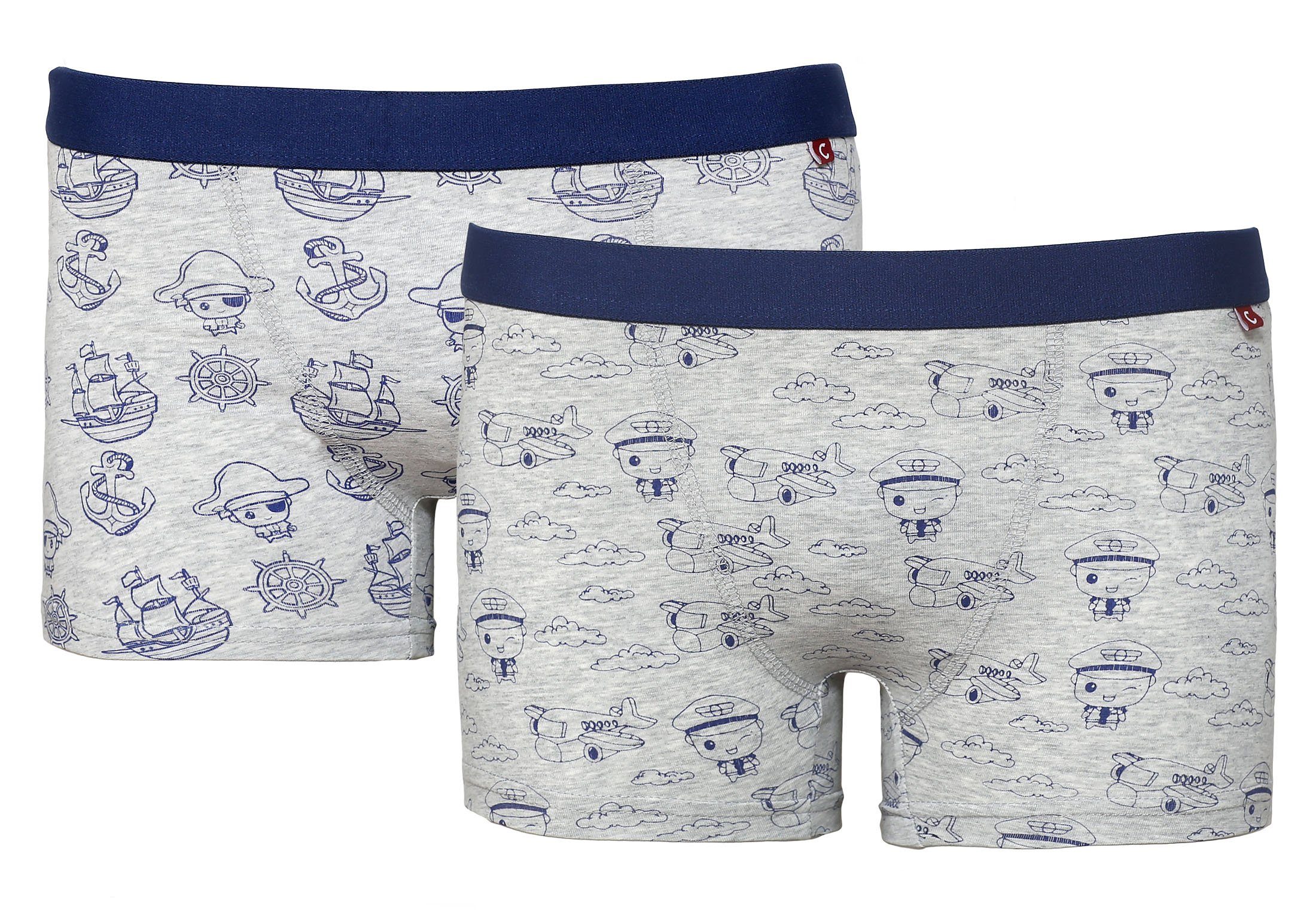 CARBURANT Boxershorts Boxershorts für Jungen, 2er-Pack, Pirat/Pilot (2er-Pack)