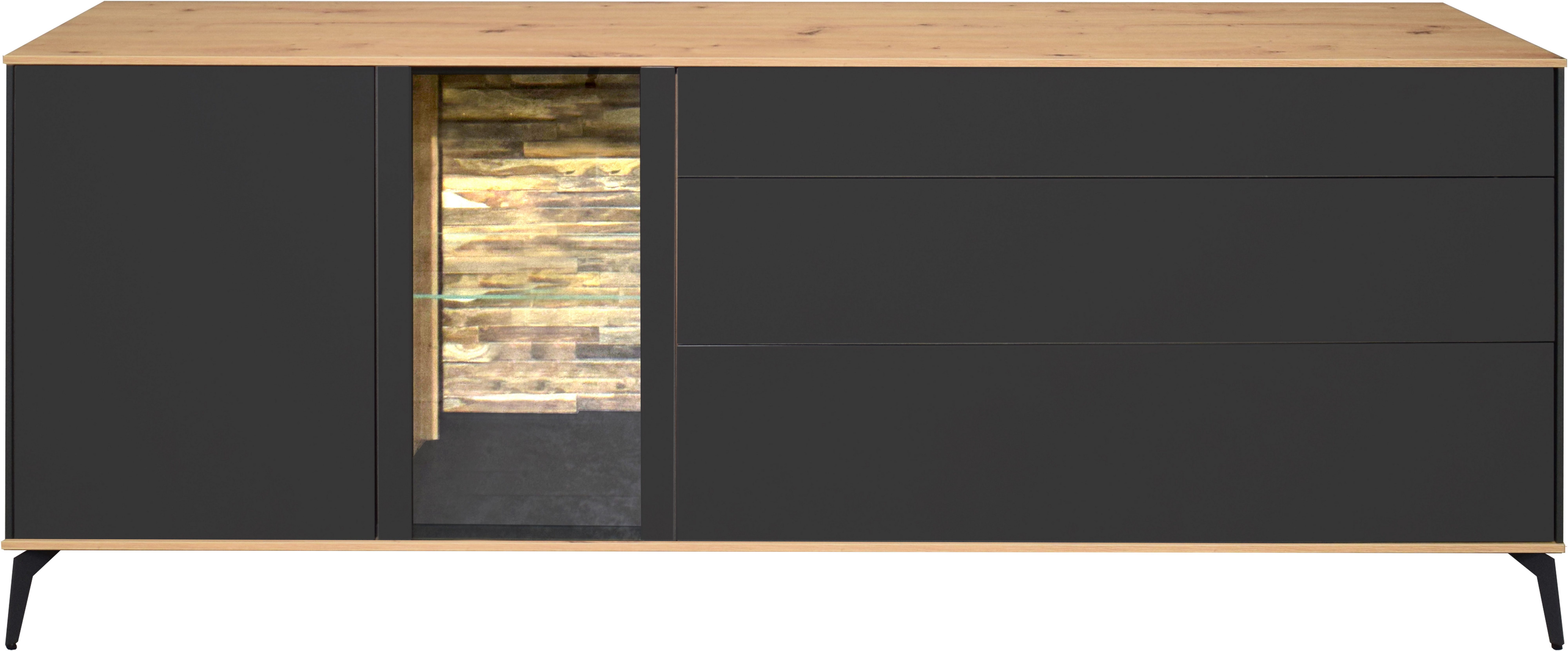 Mäusbacher Lowboard, Faro Lowboard B 207 cm, inkl. Beleuchtung, Push to open, Metallfüße