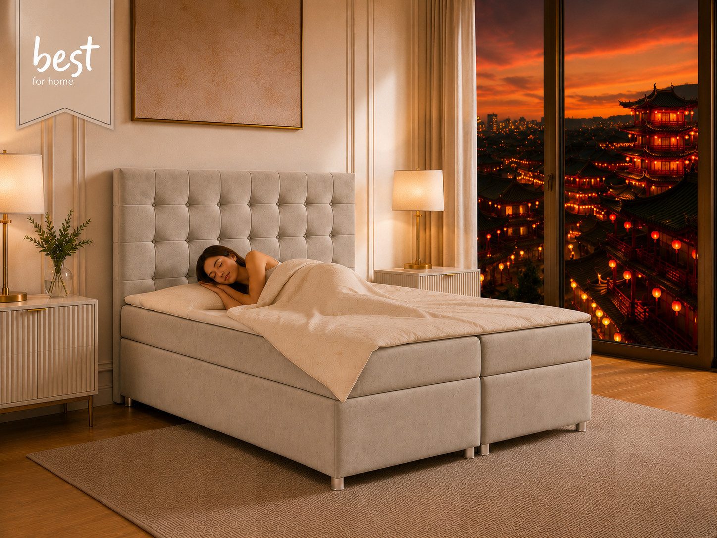 Best for Home Boxspringbett Trinity K-9 mit Stauraum & 7-Zonen Komfort – modern & komfortabel (Komplett-Set, 1-St., 140x200 160x200 180x200 200x200 cm), Handwerksqualität, TOP Preis-Leistungs-Verhältnis