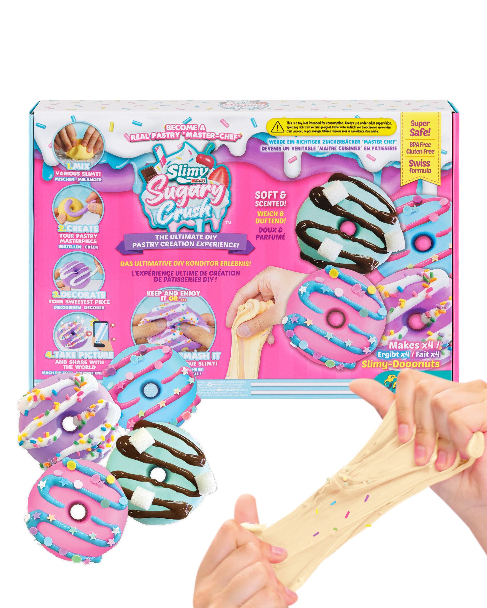 Slimy® Knetform-Set Sugary Crush - Dooonuts (1-tlg), Slime und Knete Kreativ-Set zum selber Mischen, Formen und Dekorieren